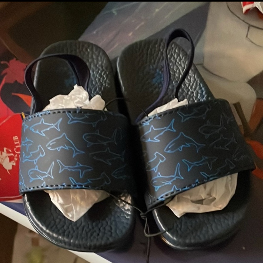 Kids Shark Slide Sandals - Blue